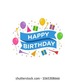 Happy Birthday Logo Design Vector for Greeting Card, Birthday Card