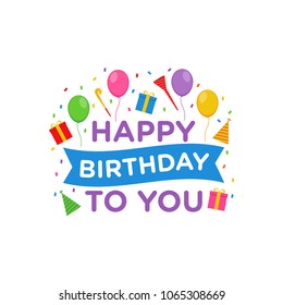 Happy Birthday Logo Design Vector for Greeting Card, Birthday Card