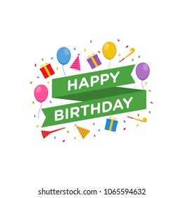 Happy Birthday Logo Design Vector for Greeting Card, Birthday Card