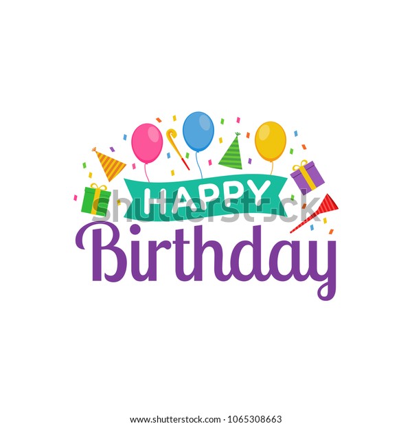 Happy Birthday Logo Design Vector Greeting のベクター画像素材 ロイヤリティフリー 1065308663