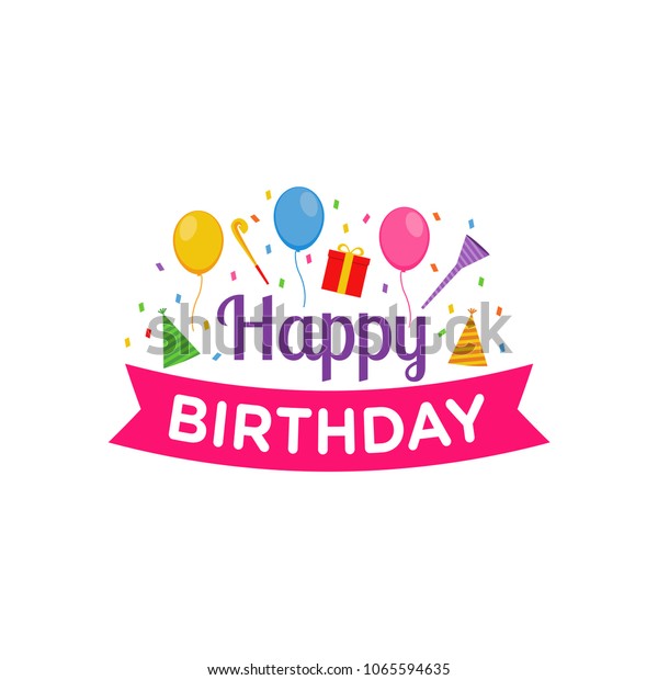 Happy Birthday Logo Design Vector Greeting のベクター画像素材 ロイヤリティフリー 1065594635
