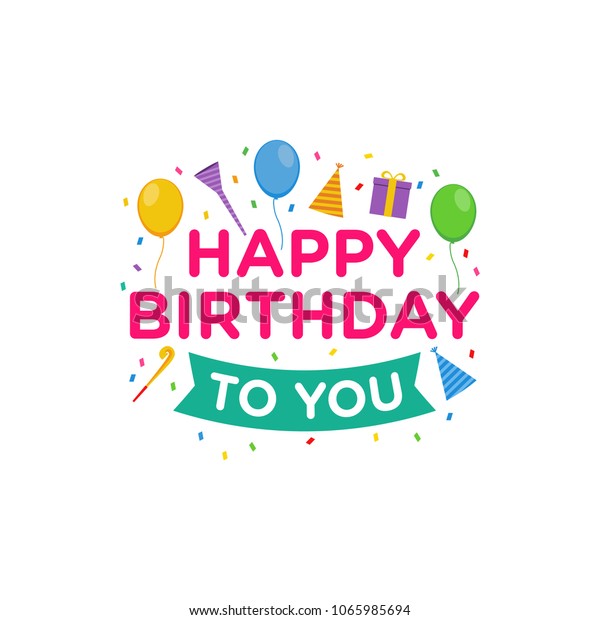 Happy Birthday Logo Design Vector Greeting Stock Vector Royalty Free 1065985694