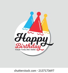 happy birthday logo lettering design template