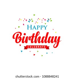 Happy Birthday Logo Vector Template Design Illustration