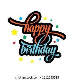 Happy Birthday Logo Vector Template Design Illustration.