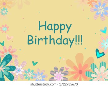happy birthday lovely floral yelow card template