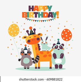 Happy Birthday Lovely Vector Card Funny Stock Vector (Royalty Free ...