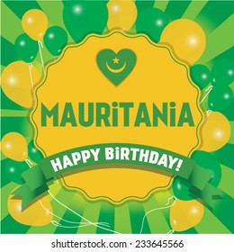Happy Birthday Mauritania- Happy Independence Day Vector illustration
