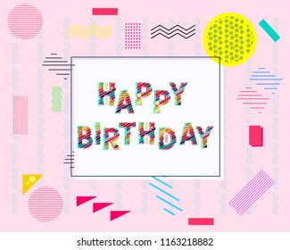 Happy birthday with memphis style