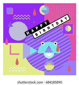 Happy Birthday Memphis style vector design for greeting cards and poster with colorful and retro abstract pattern. Design template for birthday celebration.?