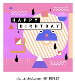 Happy Birthday Memphis style vector design for greeting cards and poster with colorful and retro abstract pattern. Design template for birthday celebration.?