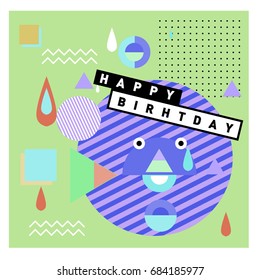 Happy Birthday Memphis style vector design for greeting cards and poster with colorful and retro abstract pattern. Design template for birthday celebration.?