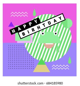 Happy Birthday Memphis style vector design for greeting cards and poster with colorful and retro abstract pattern. Design template for birthday celebration.?