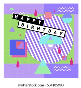 Happy Birthday Memphis style vector design for greeting cards and poster with colorful and retro abstract pattern. Design template for birthday celebration.?