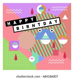 Happy Birthday Memphis style vector design for greeting cards and poster with colorful and retro abstract pattern. Design template for birthday celebration.?