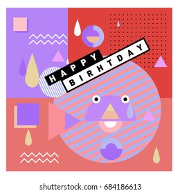 Happy Birthday Memphis style vector design for greeting cards and poster with colorful and retro abstract pattern. Design template for birthday celebration.?