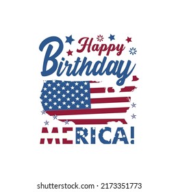 Happy birthday merica independence day  typography tshirt design vector