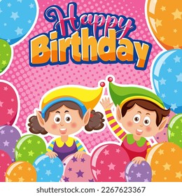 Happy Birthday message for banner or poster design illustration