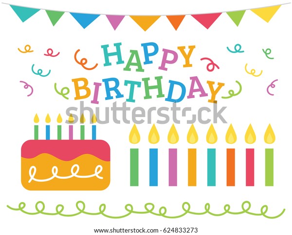 Happy Birthday Message Confetti Cake Candles のベクター画像素材 ロイヤリティフリー