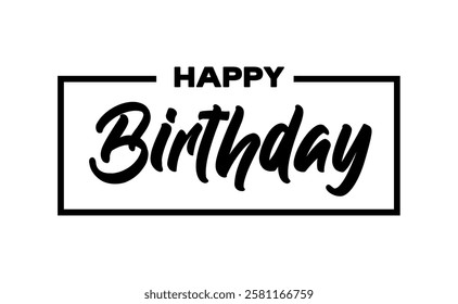 Happy Birthday message, elegant design. Calligraphic lettering text.