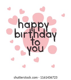 happy birthday message with hand made font