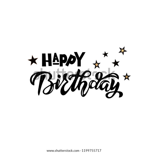 Happy Birthday Modern Handwritten Lettering Text Stock Vector (Royalty ...