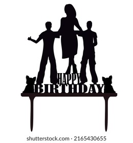 Happy Birthday Mom Topper Kids and Puppies