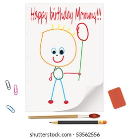 Happy birthday mommy! - an illustration for your design project.