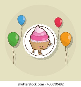 Happy birthday and muffin design , vector illustration