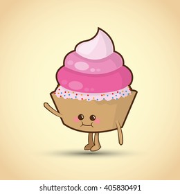 Happy birthday and muffin design , vector illustration