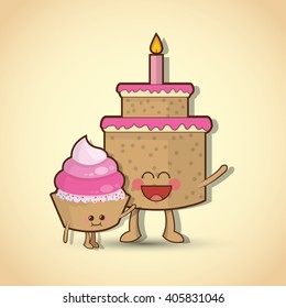 Happy birthday and muffin design , vector illustration