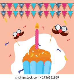 happy birthday muffin and masks