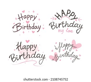 Happy birthday my love lettering collection 