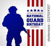 Happy birthday National Guard United States theme lettering. Vector illustration. Suitable for Poster, Banners, background and greeting card.