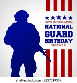 Happy birthday National Guard United States theme lettering. Vector illustration. Suitable for Poster, Banners, background and greeting card.