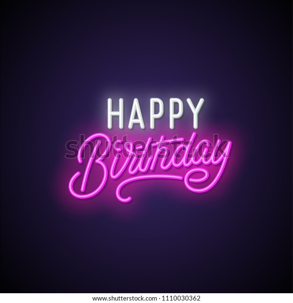 Happy Birthday Neon Signboard Vector Illustration Stock Vector (Royalty ...