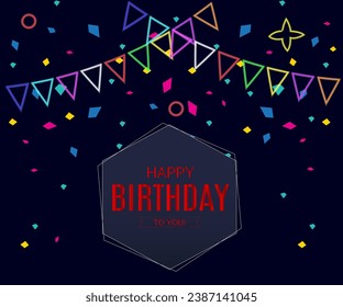 Feliz Cumpleaños Neon Text Vector. Signo de neón de cumpleaños feliz, plantilla de diseño, diseño de tendencia moderna, cartel de neón nocturno, publicidad nocturna brillante, banner de luz. Editando el signo de neón de texto. 