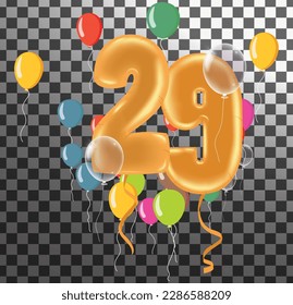 Happy Birthday ninetytwo year, fun celebration anniversary greeting card with number, balloon on background