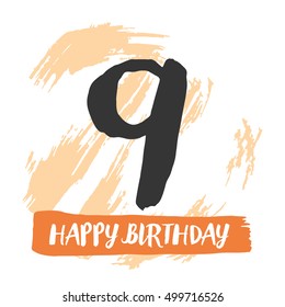 Happy birthday number 9. Vector Illustration