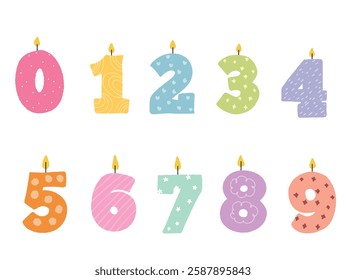  happy birthday number candles cute colorful