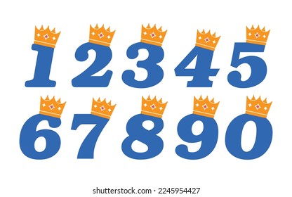 Happy Birthday numbers set lettering with Crown