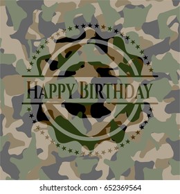 Happy Birthday on camouflaged texture