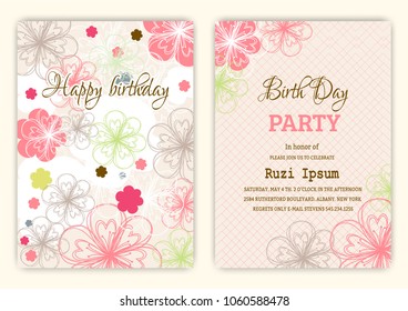 Happy Birthday On Floral Background In Colorful Theme.