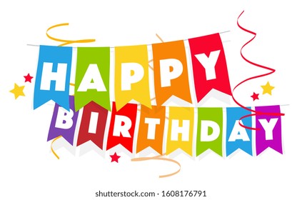 Happy Birthday On Pennant Garland Stock Vector (Royalty Free ...