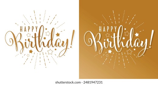 Happy Birthday on white and gold background