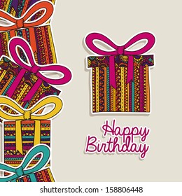 happy birthday over beige  background vector illustration  