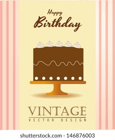 happy birthday over vintage background vector illustration 