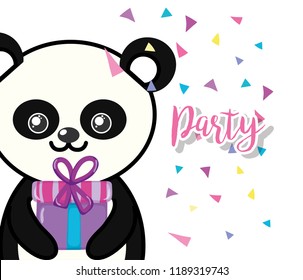 Happy birthday panda cartoon
