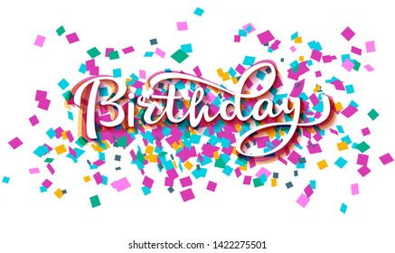 Happy Birthday Paper Sign Over Confetti Stock Vector (Royalty Free ...