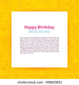 Happy Birthday Paper Template. Vector Illustration of Paper over Party Outline Design.
